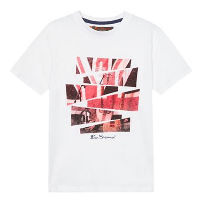 Boys' white Union Jack guitar print t-shirt